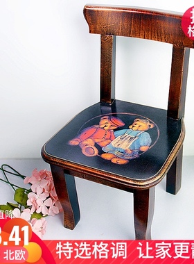 优选实木儿童椅宝宝椅木质可爱客厅小椅子家用矮款靠背学习座椅写