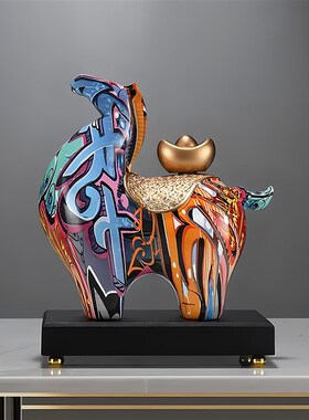 优选彩色马上有钱马摆件高档办公室装饰品玄关客厅电视柜乔迁开业