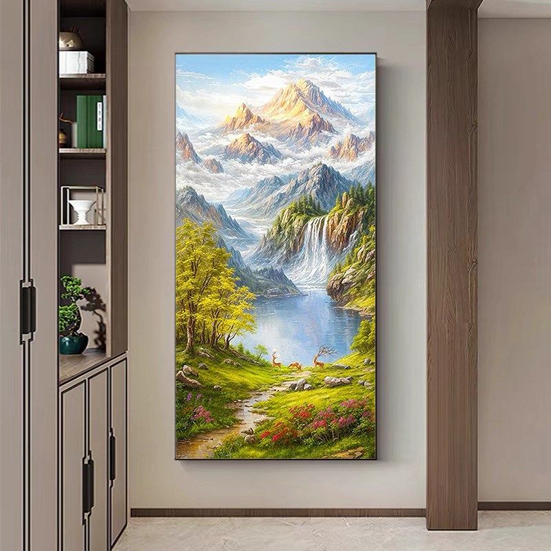 优选聚宝盆流水生财画diy数字油画填充填色手工入户玄关高端风景,家居饰品,DIY/数字油画,淘宝优惠券,粉丝福利购,淘宝优惠卷