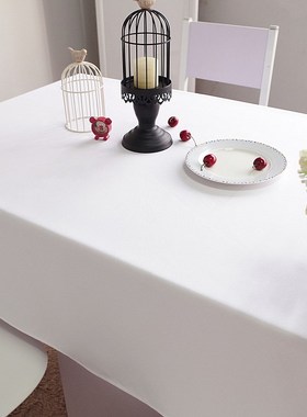 优选纯白色桌布长方形酒店饭店餐厅圆桌方桌台布甜品台装饰定制尺