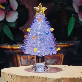 优选琉璃摆件手工艺品紫色圣诞树礼物淄博博山小家居饰品山东特产