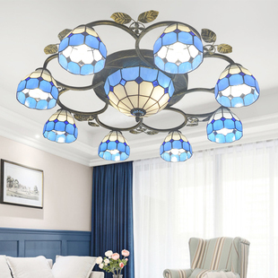 优选简约现代蓝色地中海风格 灯客厅餐厅卧室书房儿童房多头玻璃吸