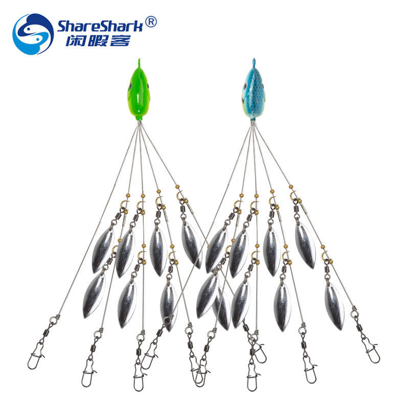 优选路亚鱼饵 阿拉巴马群攻钓组 21g带亮片红色绿色蓝色假鱼饵6个