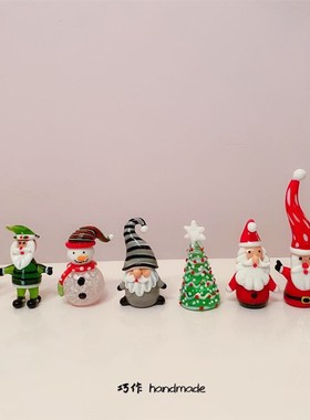 优选创意桌面小摆件精致玻璃琉璃迷你手作可爱雪人圣诞客厅橱窗装