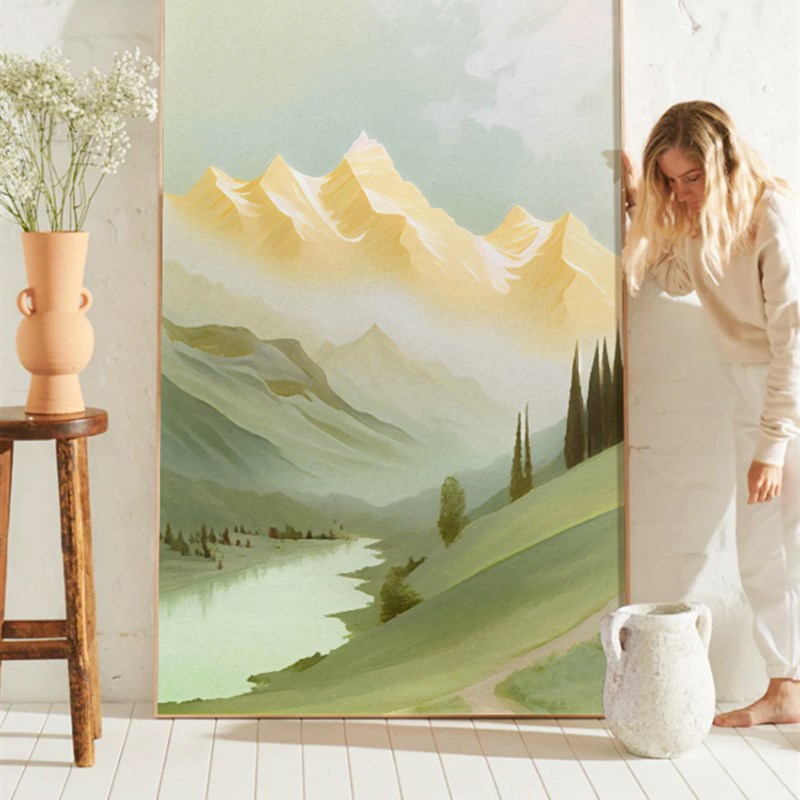 优选墙蛙现代极简主义客厅装饰画斯堪的纳维亚沙发背景墙画山水挂