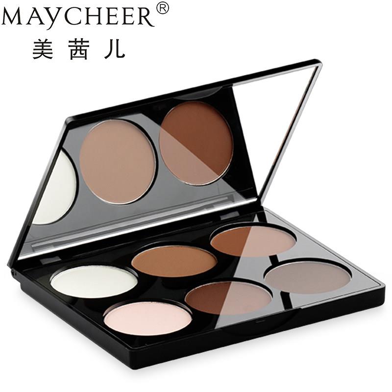 正品美茜儿六色高光阴影盘立体修容粉饼一体鼻影侧影暗影腮红提亮