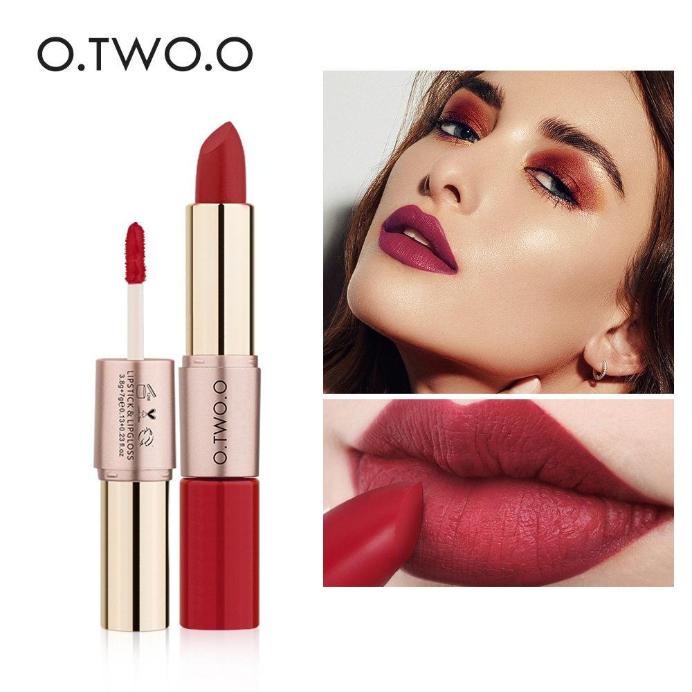 正品O.TWO.O双头口红9107 丝绒哑光唇彩口红二合一持久不脱妆唇釉