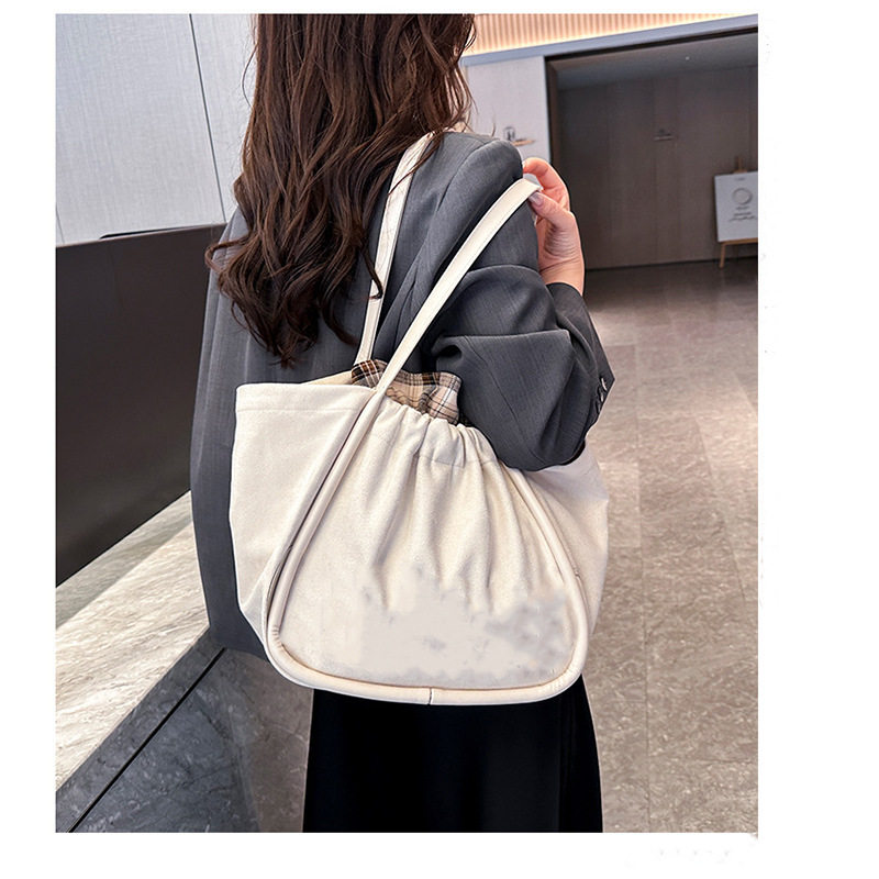 跨境新款绒布麂皮大容量托特包迷你无字母空白百搭单肩包定制logo