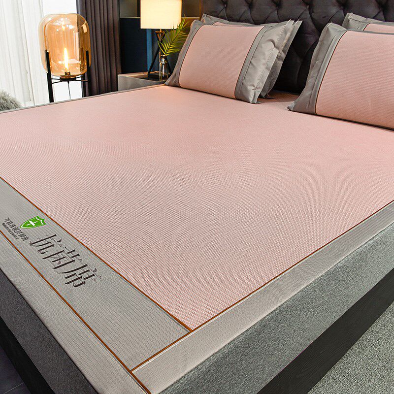 夏季提花冰丝席三件套凉r席冰藤席可水洗空调软席子宿舍家用单双