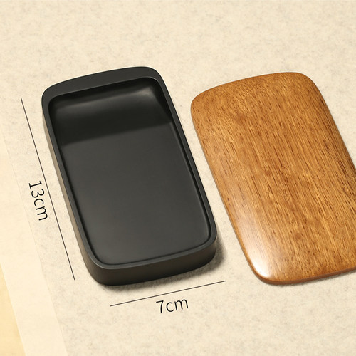 鲍林青仿宋淌池素砚台 高档原u石 书法专用带盖 歙砚学生磨墨墨汁