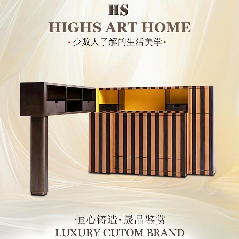 轻奢创意高端吧台酒柜意大利设计师大平层别墅家用实木展示储物柜