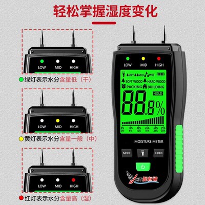 源恒通YaHT19多功能针式木材水份仪大白墙体水泥地报警水分湿度计