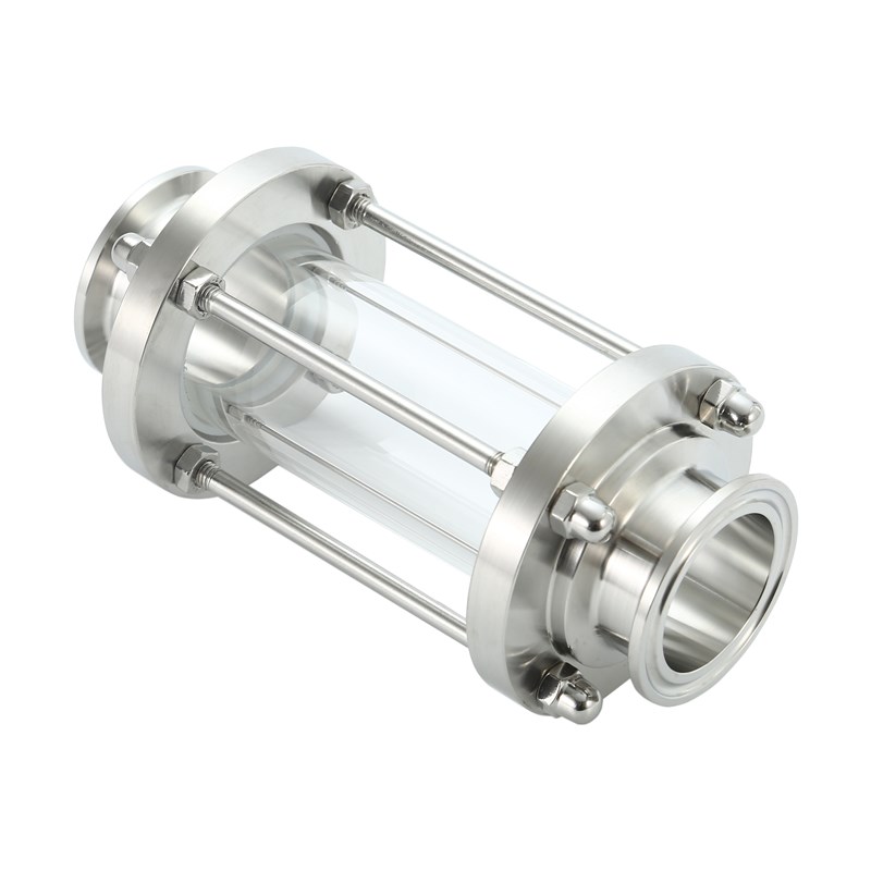 快装304卫生级玻璃o管道直通视镜快开卡盘视盅不锈钢带护网卡箍式