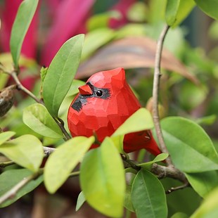 可爱小肥R啾桌面摆件生日礼物 手工木雕小鸟 Jay家 北美红雀