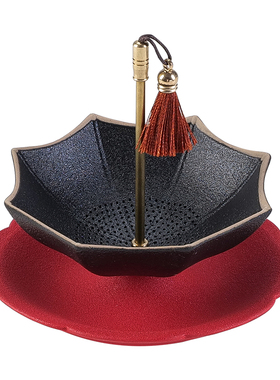 创意陶瓷旋转雨伞过滤茶叶套组A功夫茶具茶道配件茶漏桌面装饰摆