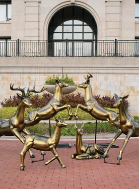 玻璃钢雕塑e小品梅花鹿摆件园林景观装饰小区户外草坪落地动物摆