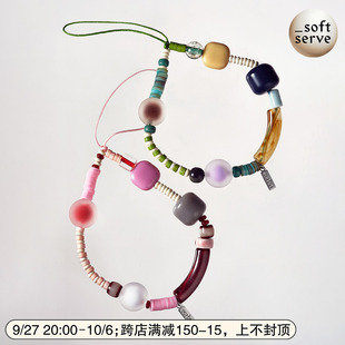 SoftServe柔软供应《夹心软糖》混合串珠手机挂绳 相机可携式挂链