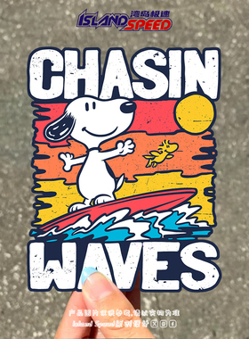 CHASIN WAVES史努比冲浪户外汽车贴纸卡通装饰单板滑板三角窗贴画