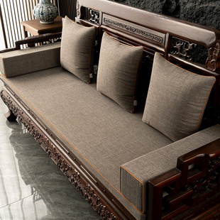 新中式红木沙发坐垫乳胶实木家具沙发垫高档棉麻罗汉床垫子五件套