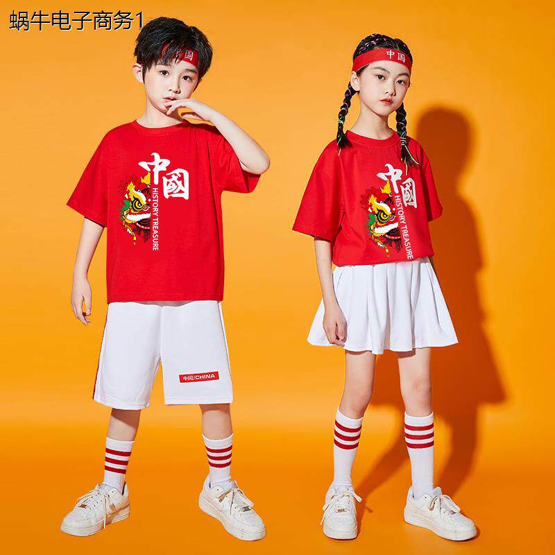 儿童拉拉队表演服中国风