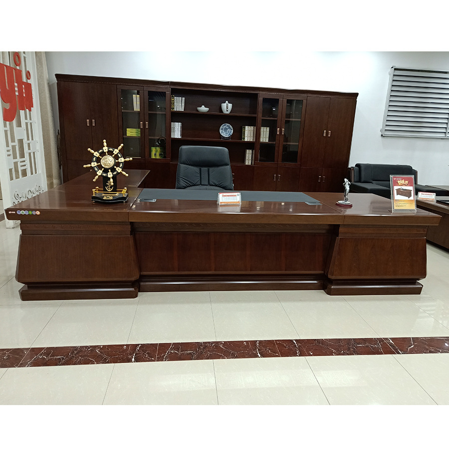 大气老板桌中式办公桌经理总裁桌大班台实木皮班台B-3298等