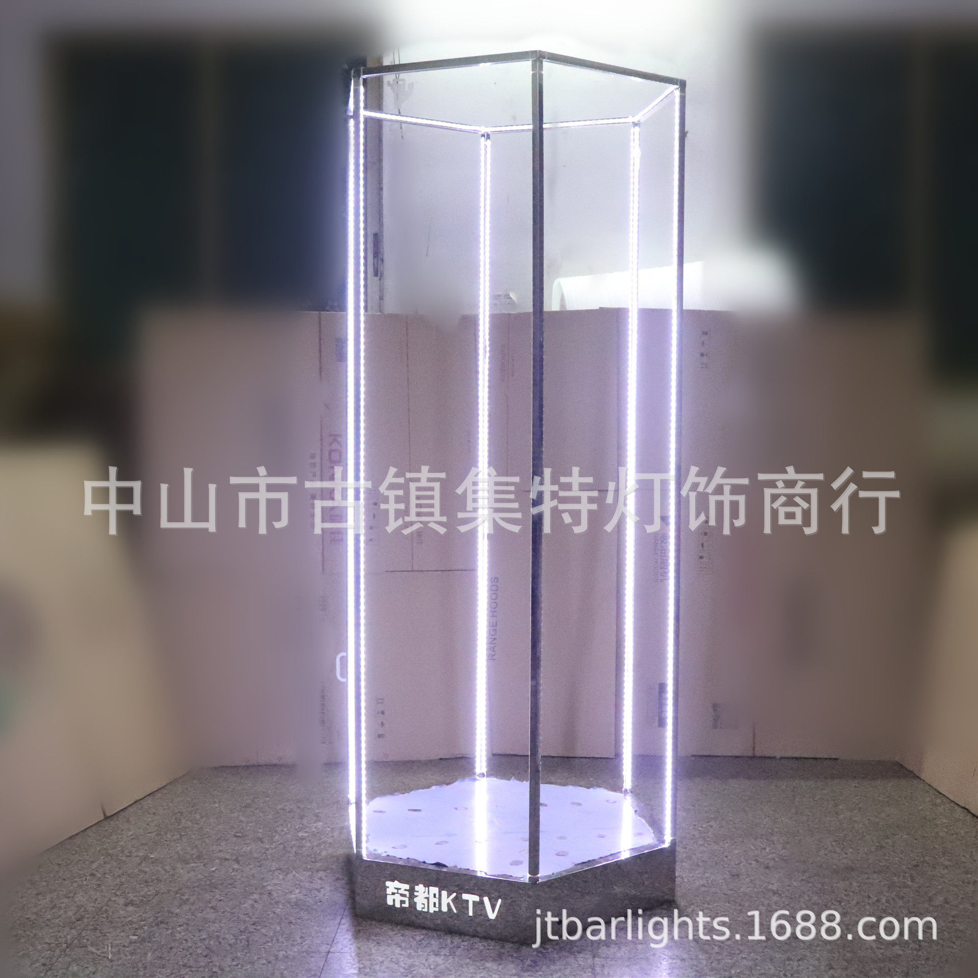 酒吧美女点跳舞台发光移动gogo秀不锈钢框架四维空间夜场气氛道具