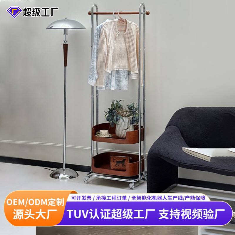 复古衣帽架落地卧室家用挂衣架房间次净衣架移动置物架一体晾衣杆