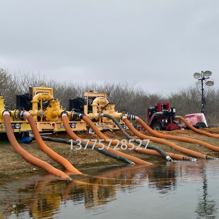 防汛排洪移动泵车用大口径10寸DN250mm12寸DN300mmPVC抽吸水管