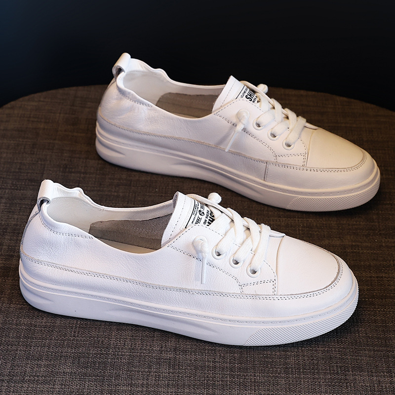 欧洲站软底头层牛皮小白鞋女2025新款春秋舒适透气真皮百搭平底运
