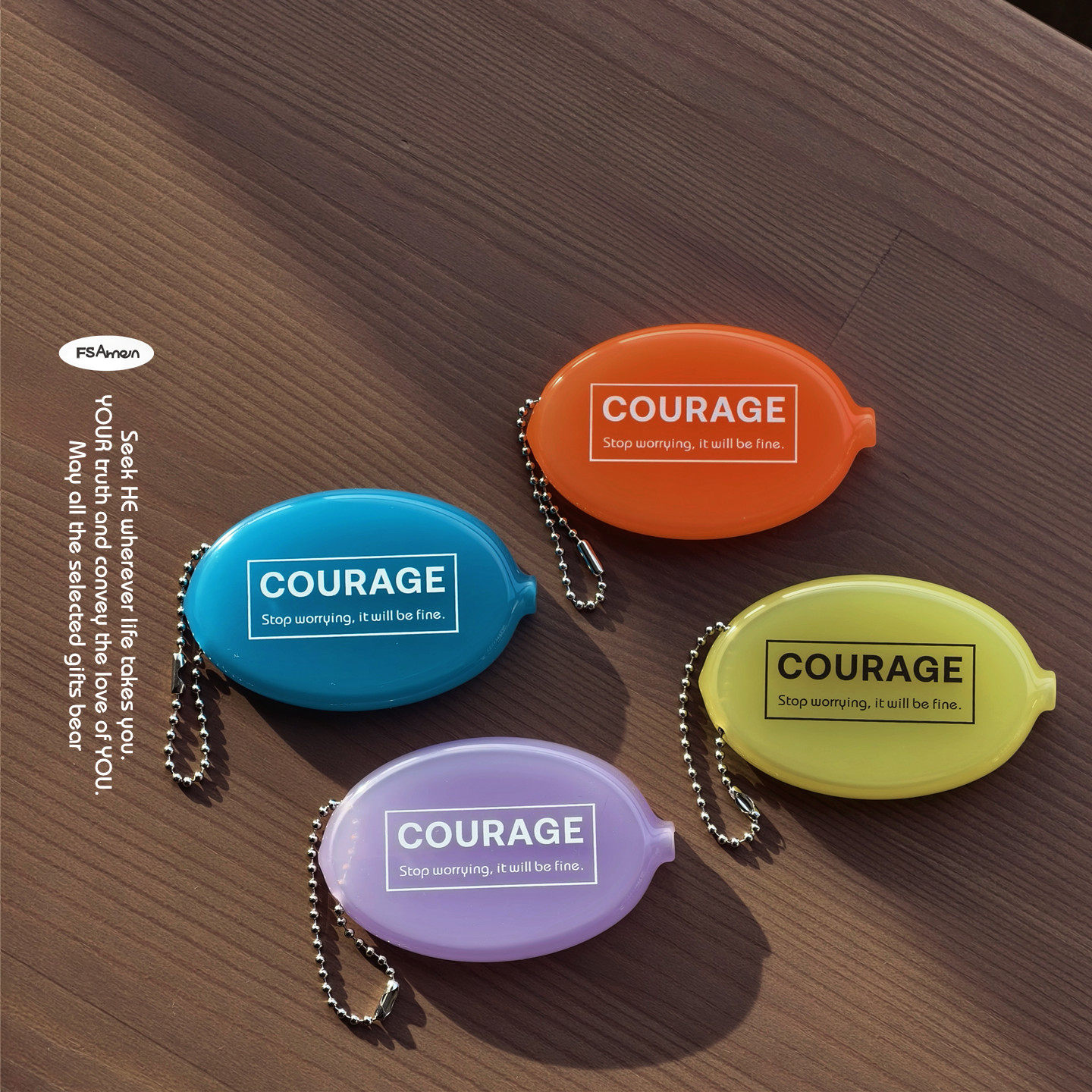 【颂】软开口硬币收纳零钱包门禁钥匙扣包挂件美式复古PVC半透明