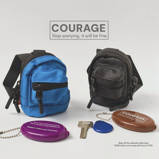 【颂】原创设计迷你双肩包零钱耳机钥匙多功能包挂件PVC软开口包