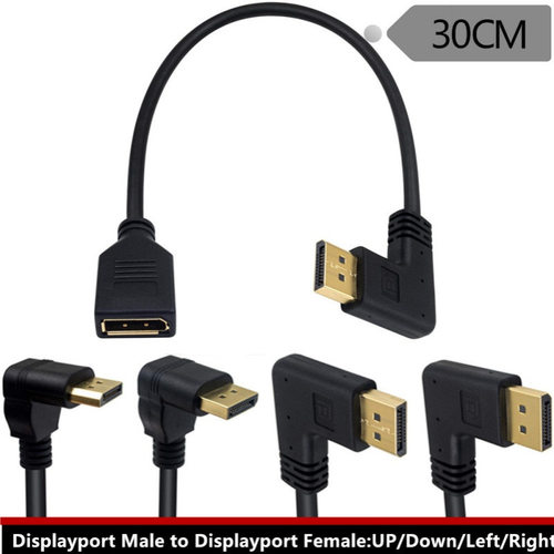 4K镀金90度上下弯头dp线公对母4K转接线1.2高清displayport延长线