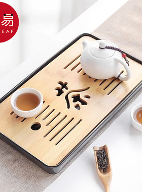 茶盘A1pn001-小型家用简约茶台竹制托盘干泡台功夫简易沥水日式