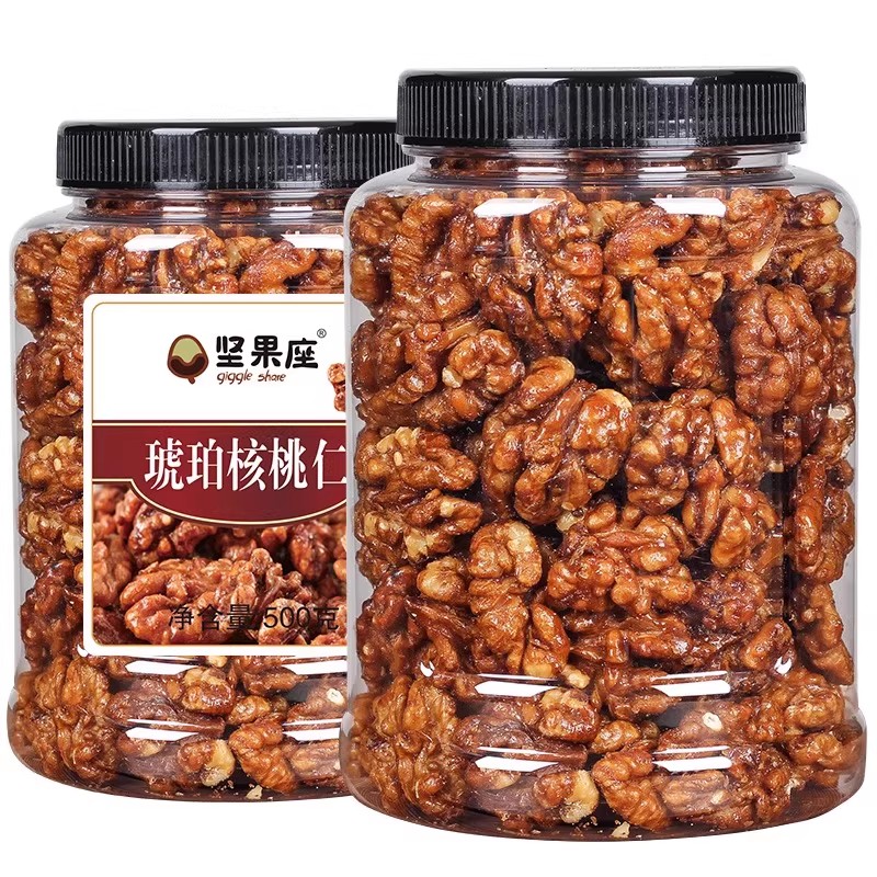 新货琥珀核桃仁500g净重熟纸皮核桃仁山核桃仁蜂蜜味孕妇坚果零食