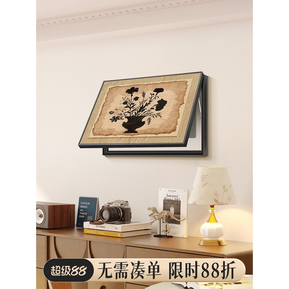 复古花卉免打孔电表箱装饰画中古风挂画新居配电箱多媒体盒遮丑画图片