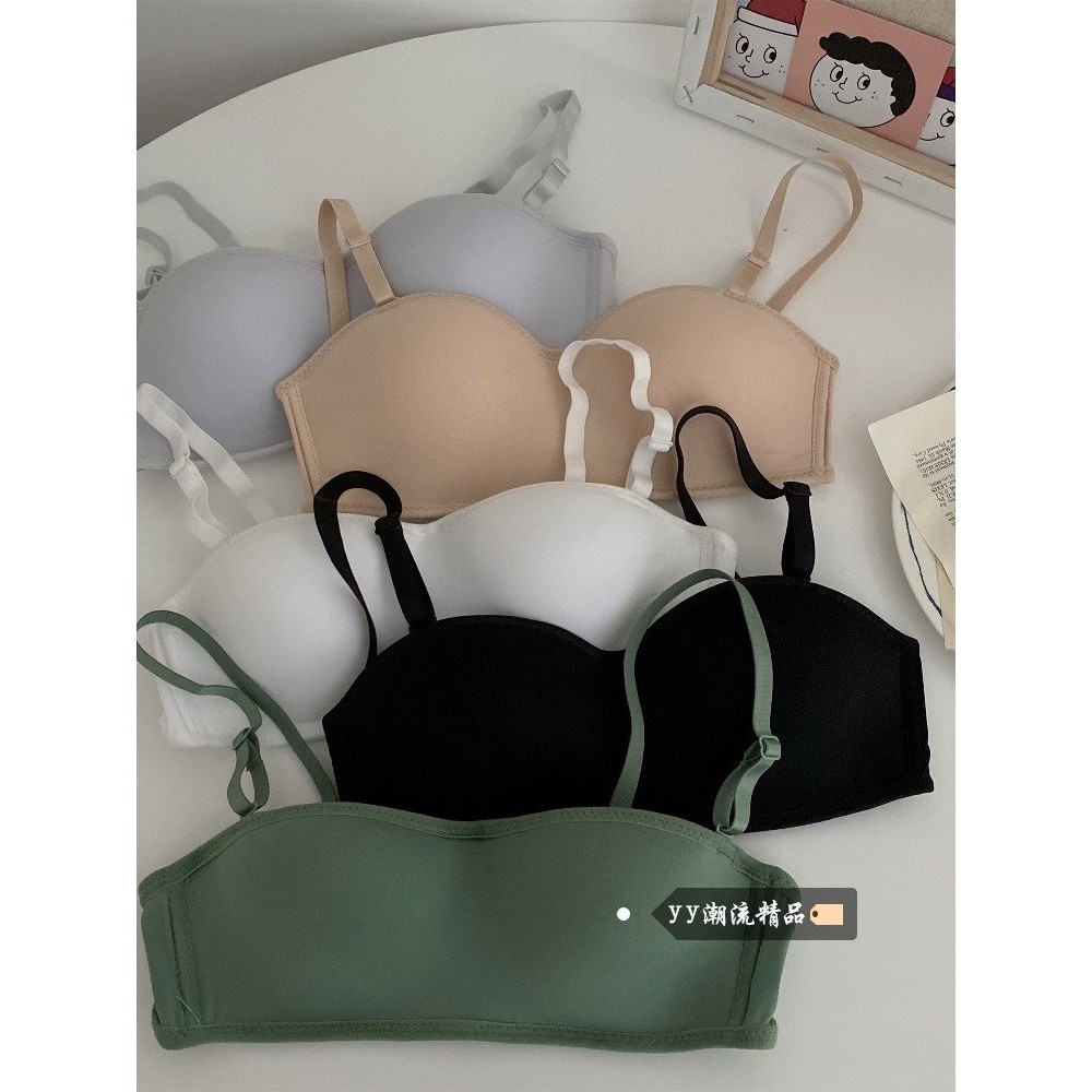 内外薄款无钢圈小胸聚拢文胸防滑抹胸2025秋季款可拆卸无肩带隐形