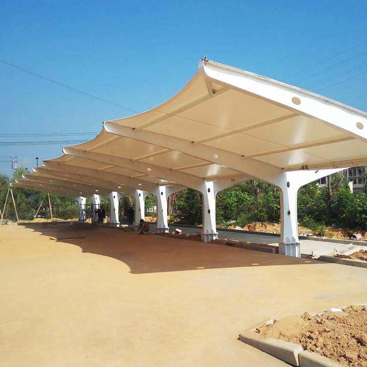 大篷膜安装膜结构作业车钢构防晒车位雨篷高端遮阳棚类工程钢架