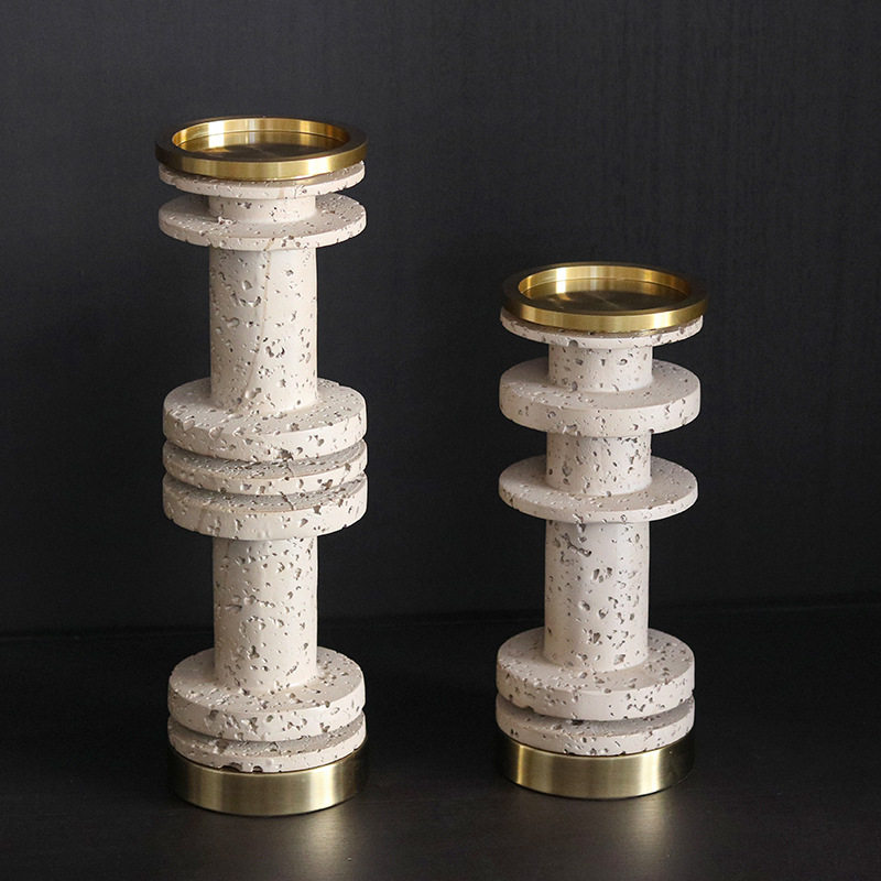 欧式复古轻奢仿洞石烛台装饰品样板间客厅民宿酒店民宿蜡烛台摆件,模玩/动漫/周边/娃圈三坑/桌游,文化/体育周边,淘宝优惠券,粉丝福利购,淘宝优惠卷