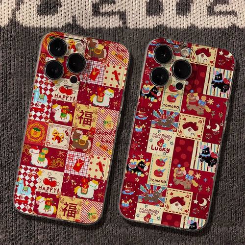 新款15PLUS适用ins风13ProMax手机壳12透明OPPOfindx9创意红米TURBO4PRO苹果16小马拼贴OPPOReno14软iPhone17