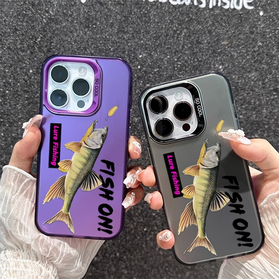 15plus彩银13路亚钓鱼人苹果14ProMax创意华为NOVA12Ultra适用iPhone16手机壳硬华为Mate60rs非凡大师小众s20