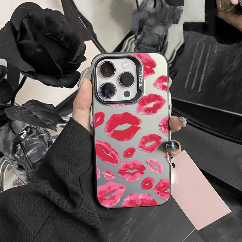 OPPOFindx8趣味口红印苹果14创意iQOO12适用iPhone16手机壳硬15plus彩银13ProMax小众红米TURBO4新款一加ACE5
