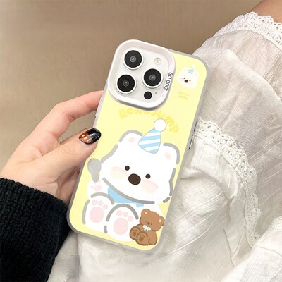 荣耀400PRO苹果16可爱西高地小熊Reno14适用12彩银硬iPhone15ProMax华为畅享80卡通Nova13手机壳IQOOZ10TURBO