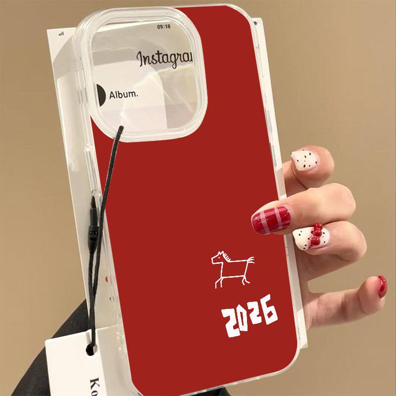 新款手机壳13ProMax适用2026小马iPhone17简约OPPOFindx9大孔16PLUS硬ins风红米note15苹果14创意VIVOX300PRO