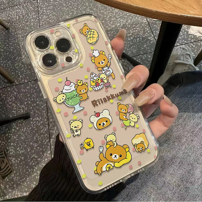 苹果16轻松熊一刻Reno13适用可爱iPhone14手机壳VIVOS30PRO小米15ULTRA透明软OPPOK12X卡通12ProMax荣耀POWER