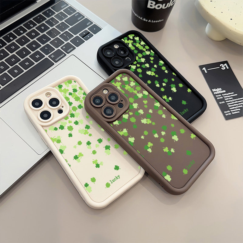 苹果14夏日小清新四叶草小米15适用软16plus糖果12ProMax手机壳iPhone13ins风OPPOK12S新款红米TURBO4创意s30