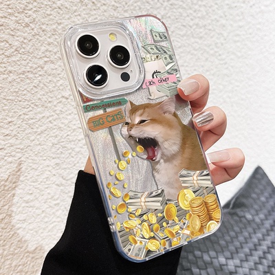 12ProMax适用趣味苹果16e羽纱硬iPhone13红米K80吞金兽猫咪小米14ULTRA手机壳15plus创意一加ACE5Pro荣耀x60i