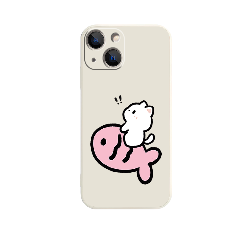 适用苹果17情侣红米NOTE15PRO骑鱼白猫软iPhone14简约12ProMax手机壳16PLUS可爱OPPOK13TURBO创意荣耀PLAY10T,3C数码配件,手机保护套/壳,淘宝优惠券,粉丝福利购,淘宝优惠卷
