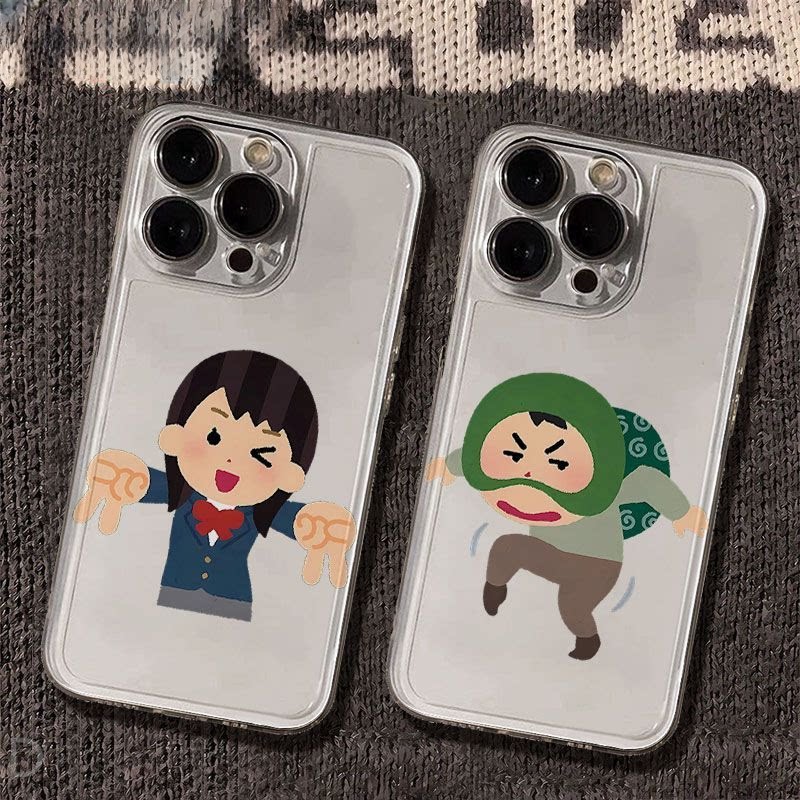 适用情侣日本小人插画OPPORENO14透明软iPhone13小众16PLUS苹果15红米TURBO4PRO手机壳12ProMax趣味VIVOX200S