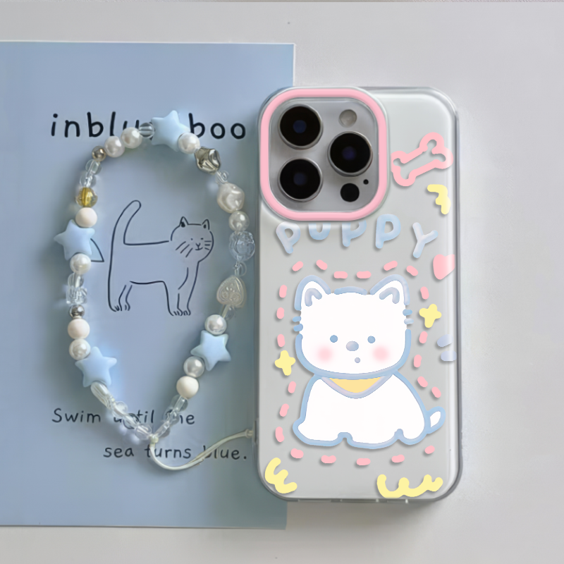 OPPOFindx8高颜值12ProMax可爱西高地iPhone14大孔13适用硬苹果16plus手机壳带挂绳15高颜值荣耀400ins风x200