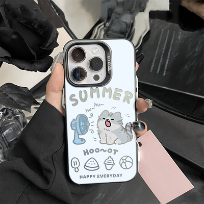 苹果16可爱OPPOFindx8pro风扇猫咪彩银iPhone13华为NOVA14ULTRA适用12promax个性VIVOY37C手机壳15plus硬创意